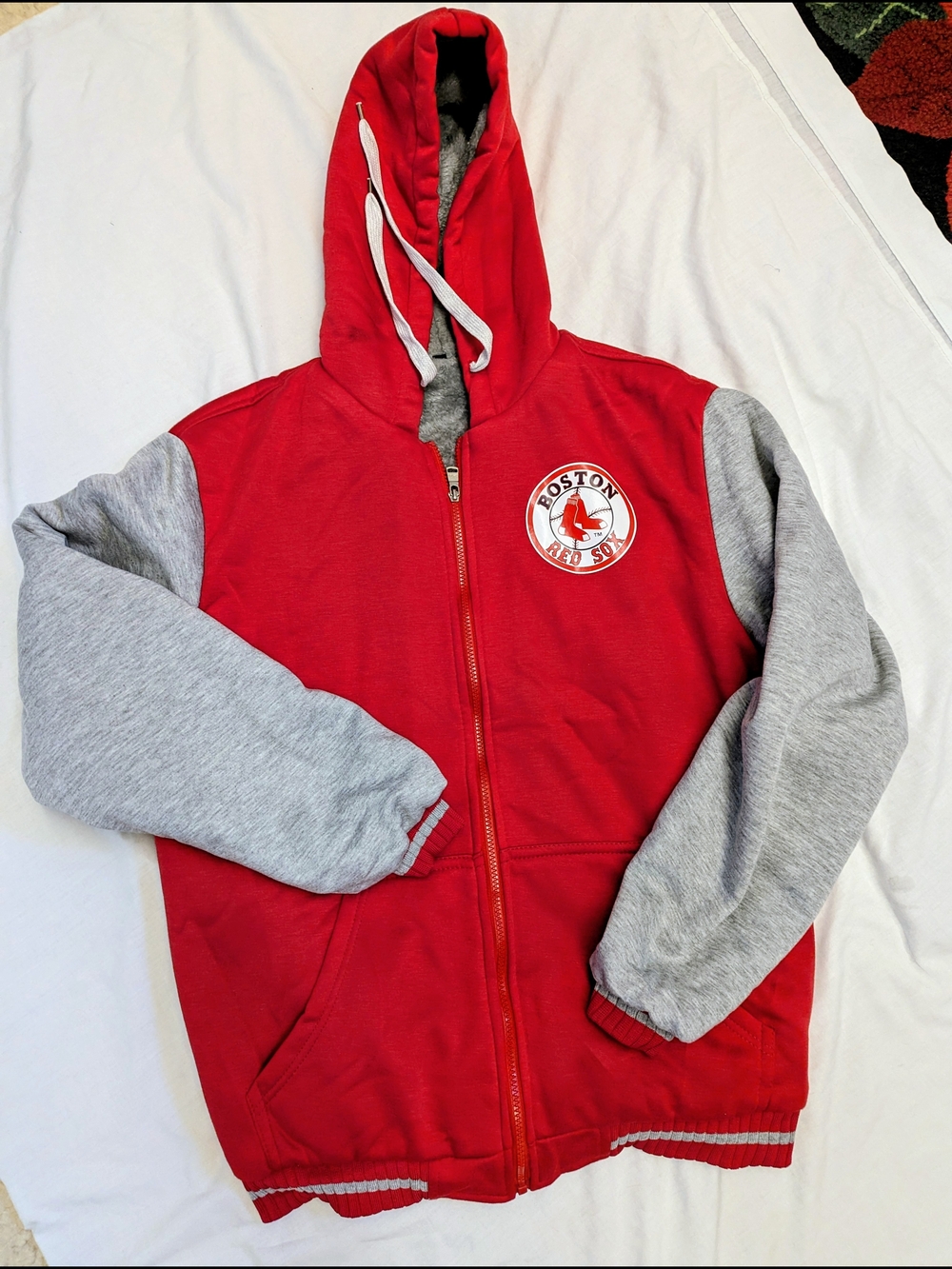 Boston Red socks Baseball Zip Up Hoodie Thick Lined Men's XL